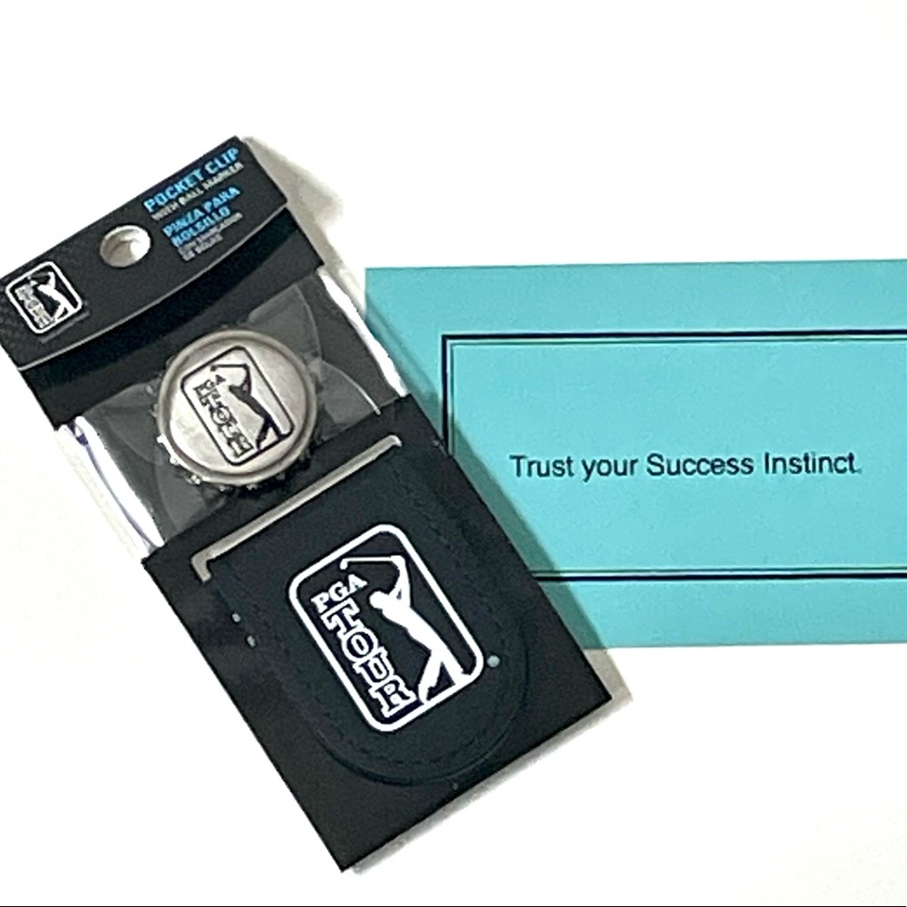 PGA Tour Golf Metallic Pocket Clip Unisex With Ball Marker Caviar Black New